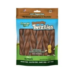 Emerald Pet Twizzies Grain-Free 6" Peanutty Pack Hard Chew Dog Treats - 6 Pack