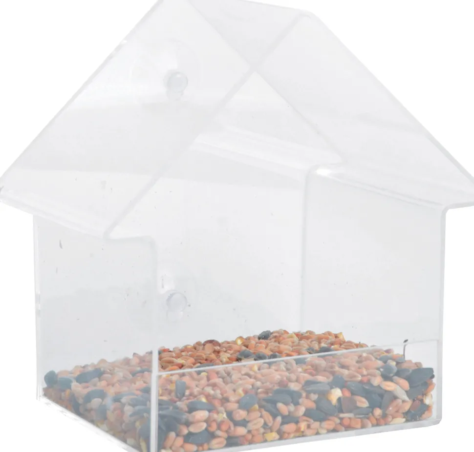 Esschert Design Acrylic House Window Seed Wild Bird Feeder