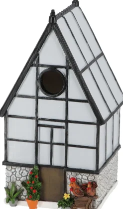 Esschert Design Greenhouse Birdhouse - Gray/Resin - 5.3 X 5.2 X 9.7 In