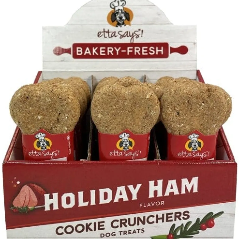 Etta Says Holiday Ham Cookie Cruncher Dog Biscuits - 5 Inches - 1 Oz - 24 Count
