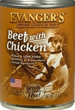 Evanger's All-Meat Classic Beef with Chicken Canned Dog Food - 12.8 Oz - Case of 12