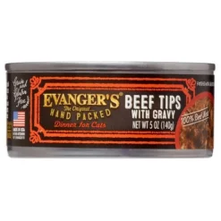 Evanger's Beef Tips with Gravy Super Premium Canned Cat Food - 5.5 oz Cans - Case of 24