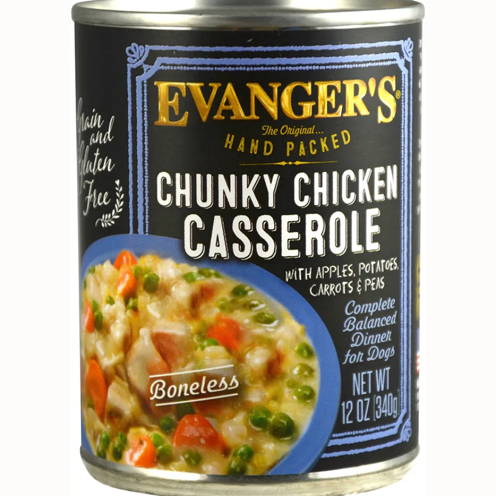 Evanger's Chunky Chicken Casserole Hand Packed Canned Dog Food - 13 oz Cans - Case of 12