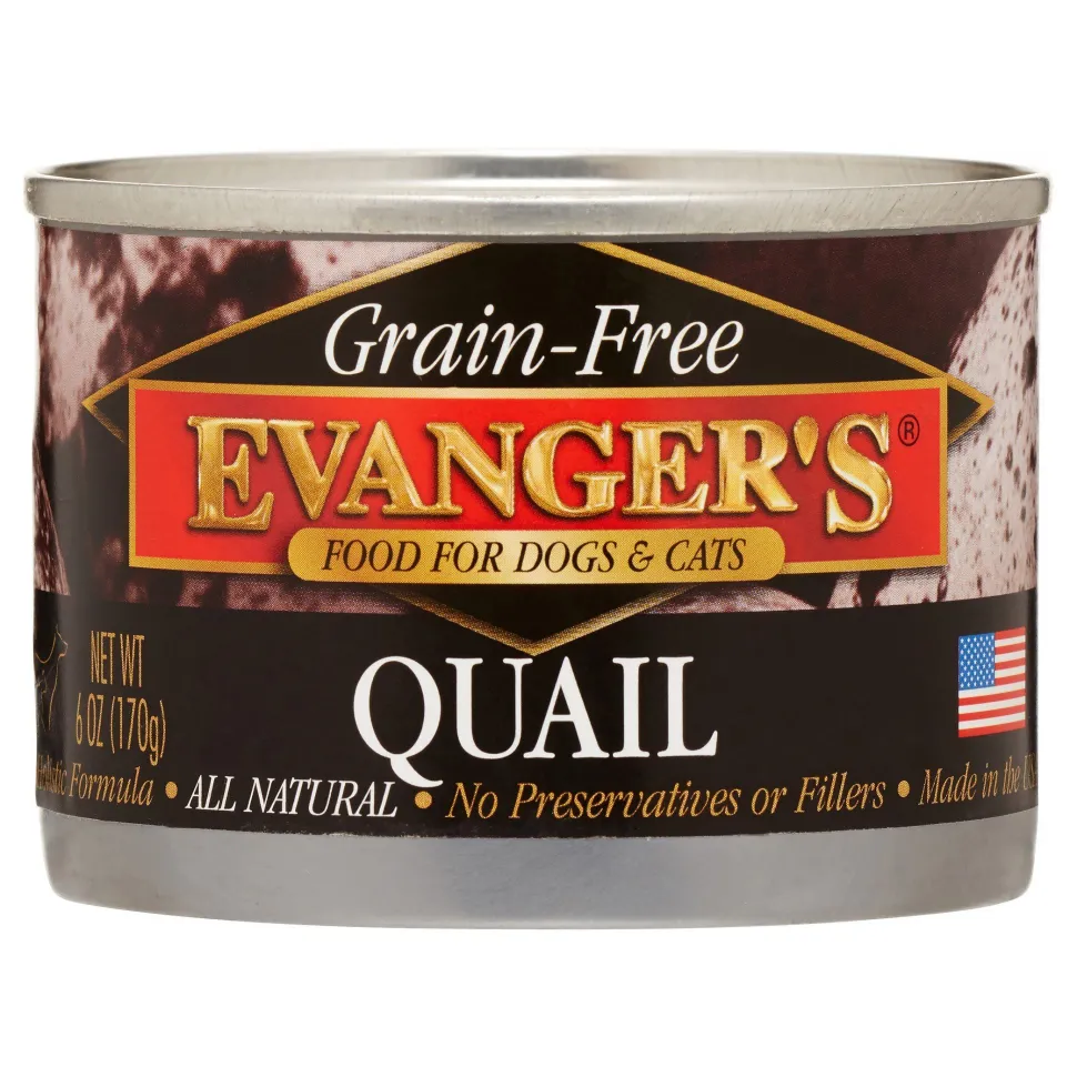 Evanger's Grain Free Quail Canned Dog and Cat Food - 6 oz Cans - Case of 24
