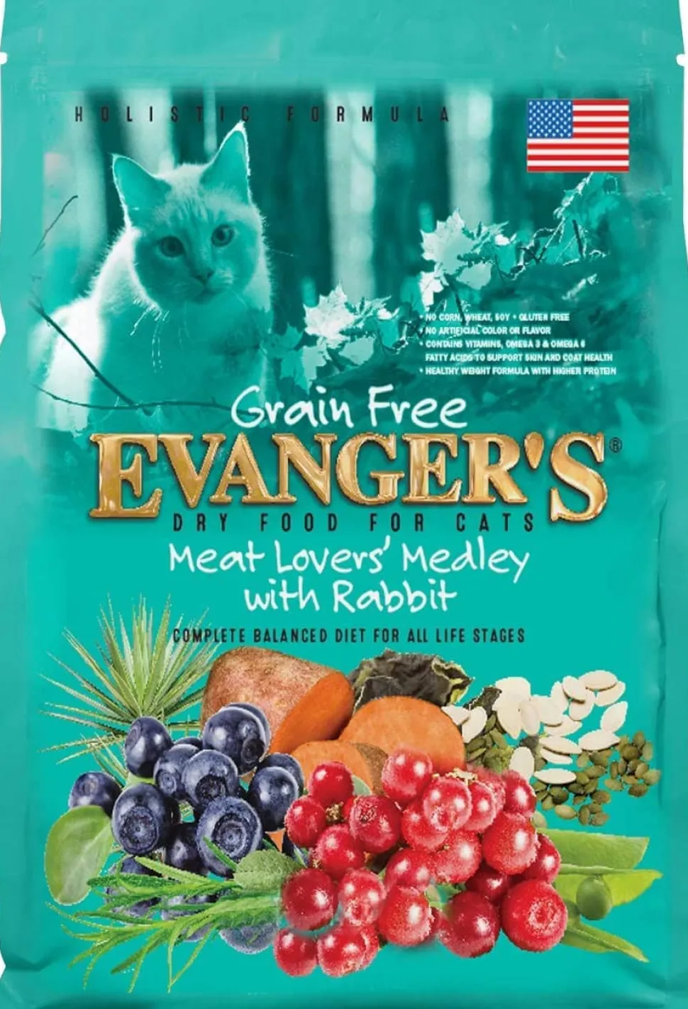 Evanger's Grain-Free Meat Lover's Medley with Rabbit Dry Cat Food Dry Cat Food - 4.4 Lbs