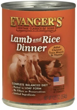Evanger's Lamb & Rice Complete Classic Canned Dog Food Dinners - 13 oz Cans - Case of 12