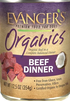 Evanger's Organics Beef Dinner Canned Dog Food - 12.8 Oz - Case of 12