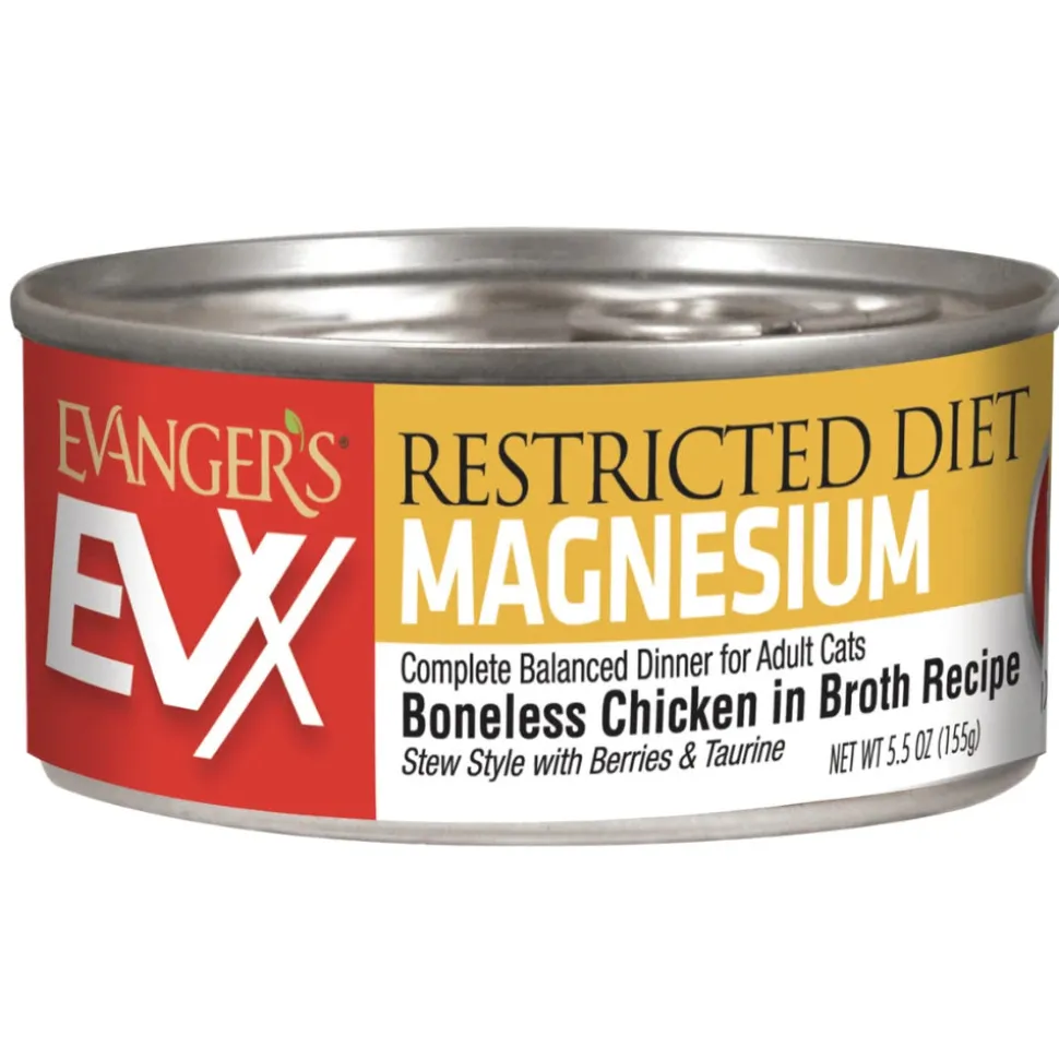 Evanger's Restricted Diet Magnesium Boneless Chicken in Broth Recipe for Cats Canned Cat Food - 5.5 oz Cans - Case of 24