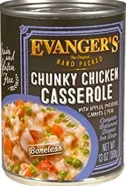 Evanger's Super Premium Chunky Chicken Casserole Canned Dog Food - 12 Oz - Case of 12