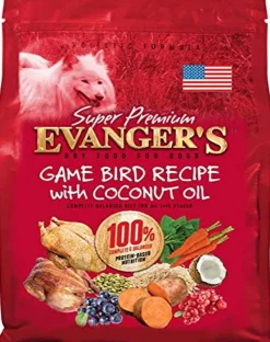 Evanger's Super Premium Gamebird Recipe with Coconut Oil Dry Dog Food - 33 Lbs