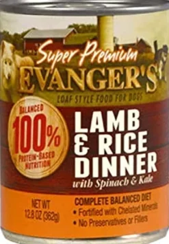 Evanger's Super Premium Lamb & Rice Dinner Canned Dog Food - 12.8 Oz - Case of 12