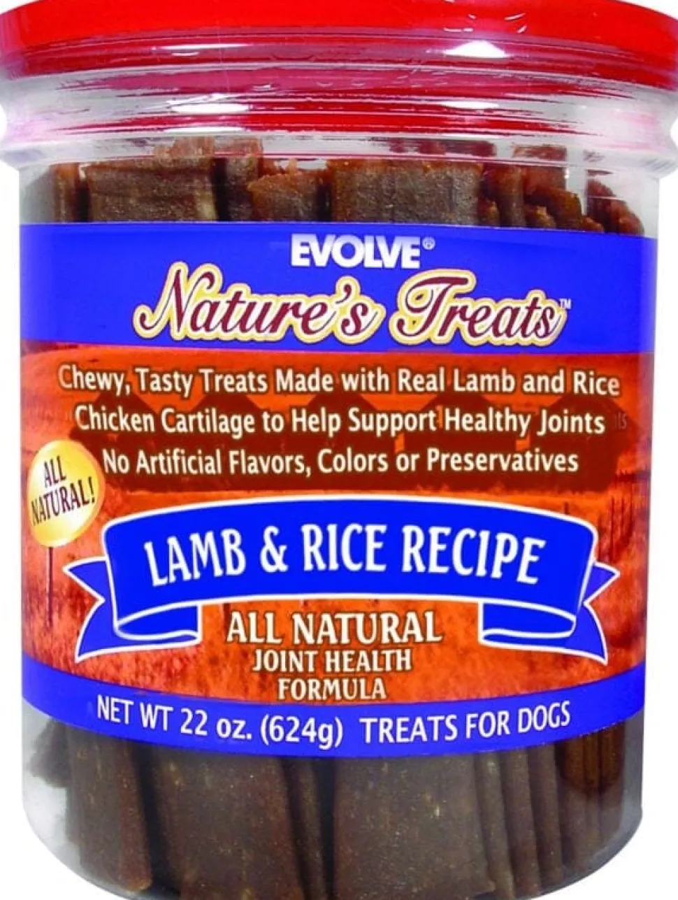 Evolve Nature's Jerky Treats for Dogs Soft and Chewy Dog Treats - Lamb and Rice - 22 Oz