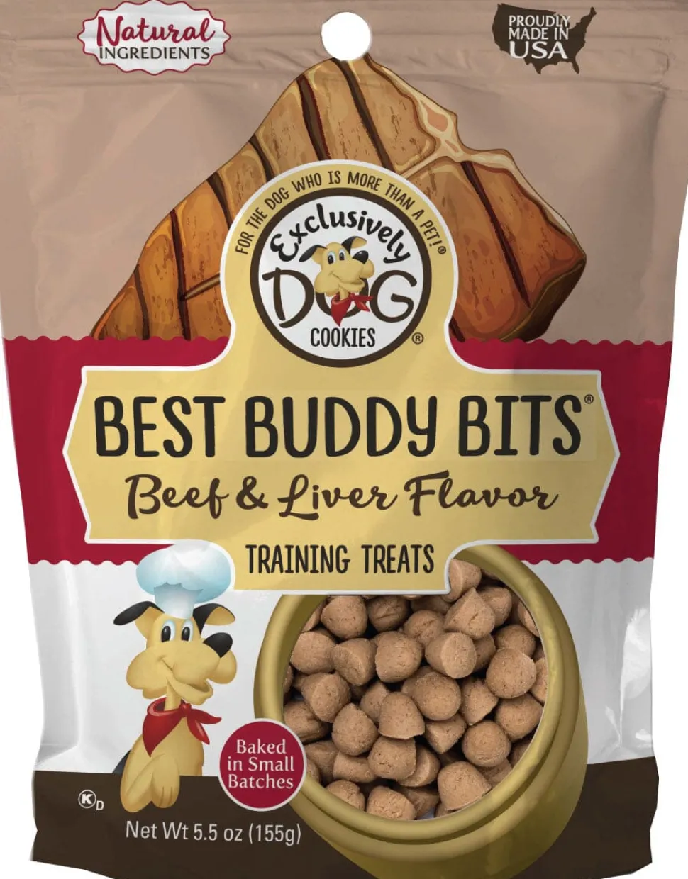 Exclusively Dog Best Buddy Bits Training Dog Biscuits Treats - Beef and Liver - 5.5 Oz