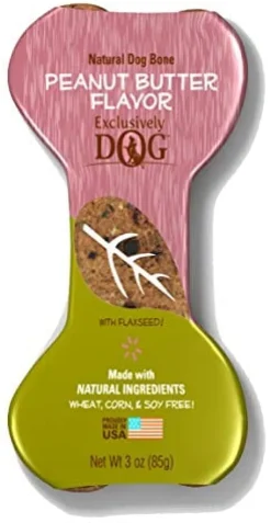 Exclusively Dog Jumbo Crunchy Bones Dog Biscuits Treats - Peanut Butter - 3 Oz - 12 Pack