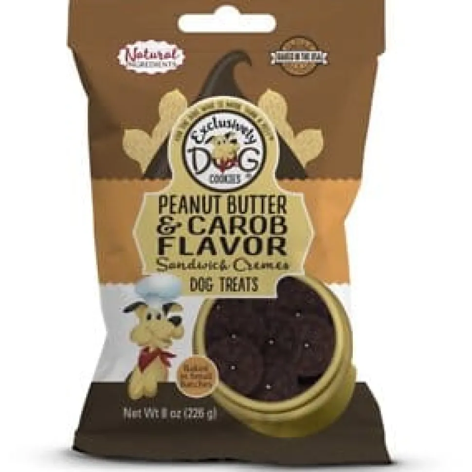 Exclusively Dog Sandwich Creme Cookies Dog Biscuits Treats - Peanut Butter and C - 8 Oz