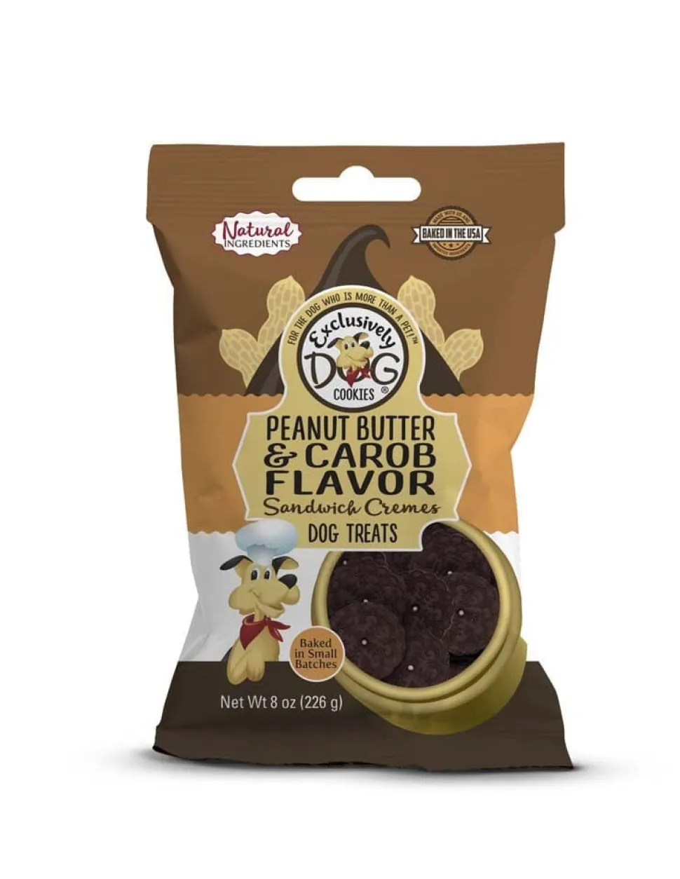 Exclusively Pet Peanut Butter & Carob Flavor Sandwich Cremes Dog Treats - 8 Oz