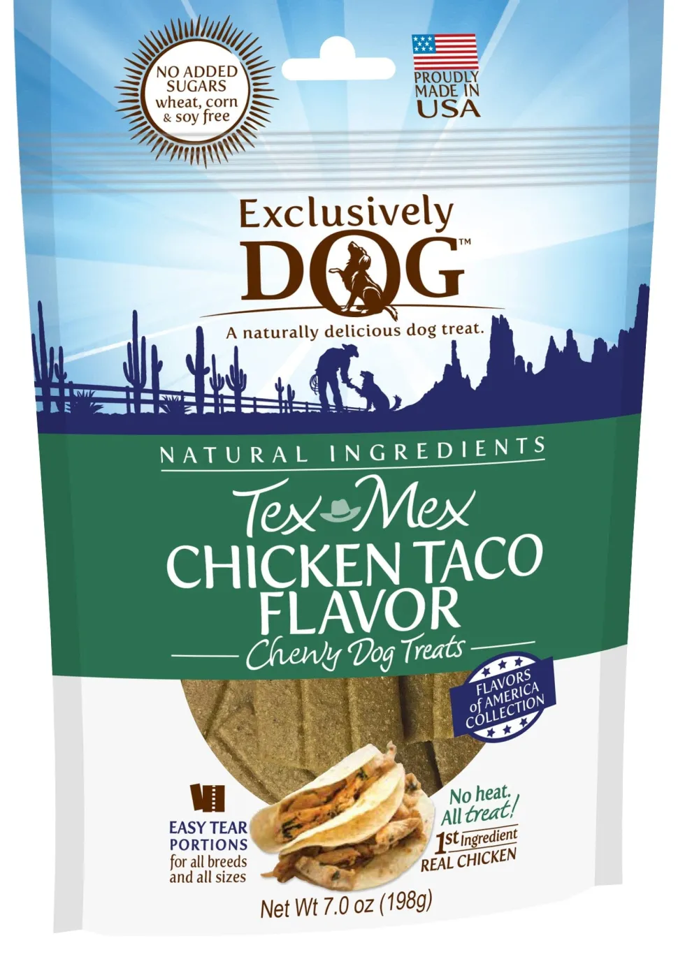 Exclusively Pet Tex Mex Chicken Taco Flavor Dog Treats - 7 Oz