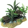 Exotic Environments Log Cavern with Plants Resin Aquatics Decoration - Small