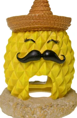 Exotic Environments Pineapple Sombrero Resin Aquatics Decoration - Yellow - Small