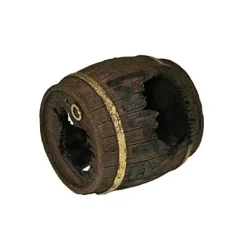Exotic Environments Rum Barrel Horizontal Resin Aquatics Decoration - Brown - Small