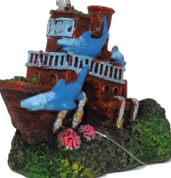 Exotic Environments Shark Shipwreck Resin Aquatics Decoration - 3.25 X 2.25 X 2.75