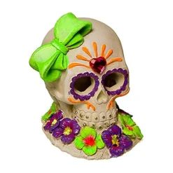 Exotic Environments Sugar Skull Resin Aquatics Decoration - Glow - 3.75 X 3 X 3.75 In