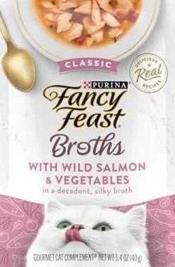 Fancy Feast Classic Broths with Wild Salmon & Vegetables Supplemental Cat Food Pouches