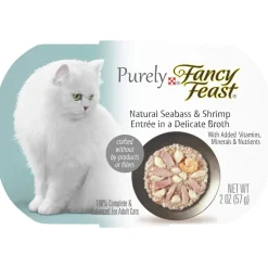 Fancy Feast Purely Natural Seabass and Shrimp Entree Cat Food Tray
