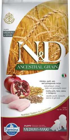 Farmina Ancestral Grain Chicken & Pomegranate Puppy Medium and Maxi Dry Dog Food - 26.4 lb Bag