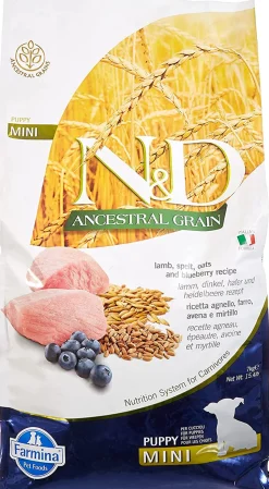 Farmina Ancestral Grain Lamb & Blueberry Mini Puppy Dry Dog Food - 15.4 lb Bag