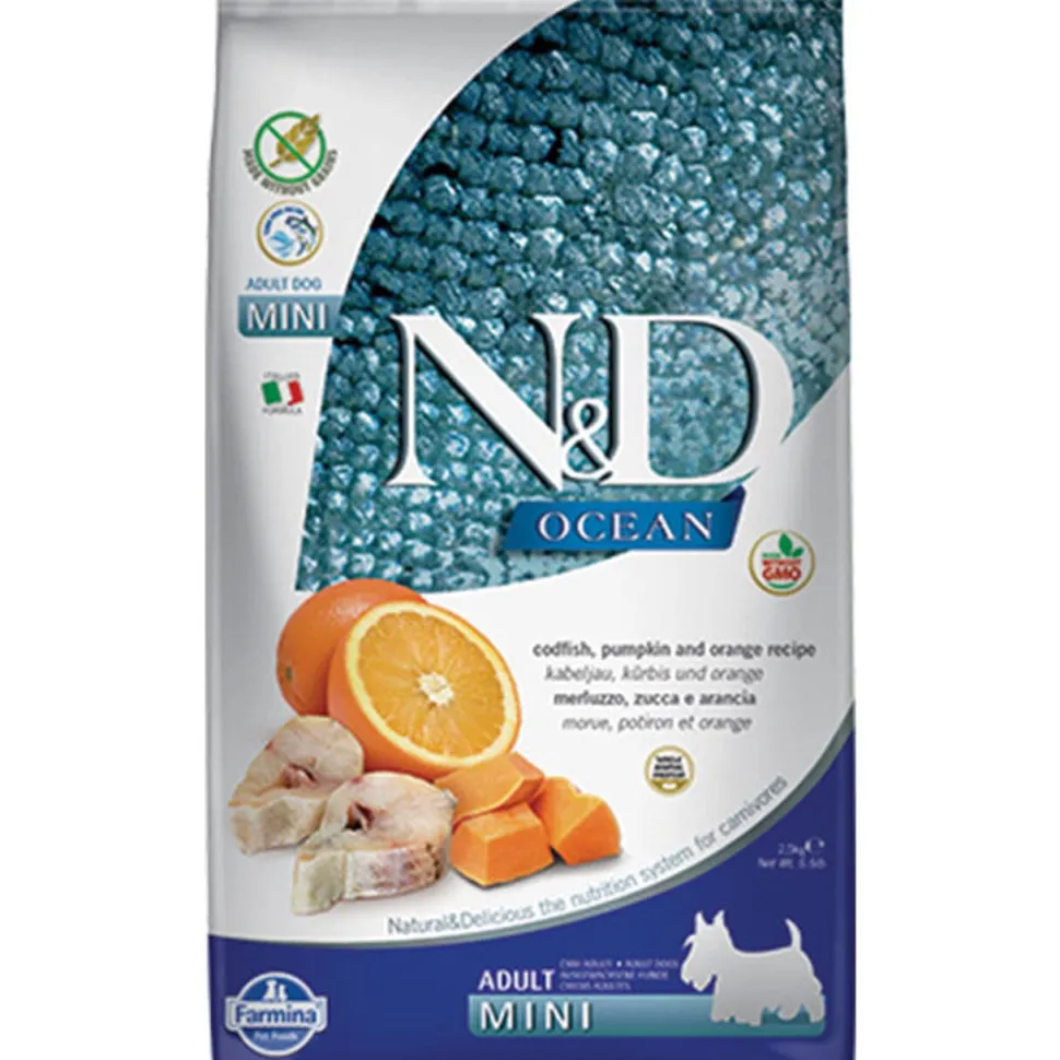 Farmina N&D Grain-Free Ocean Pumpkin Codfish & Orange Adult Mini Dry Dog Food - 15.4 lb Bag
