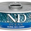 Farmina N&D Ocean Salmon, Codfish & Shrimp Canned Cat Food - 2.8 oz - Case of 12