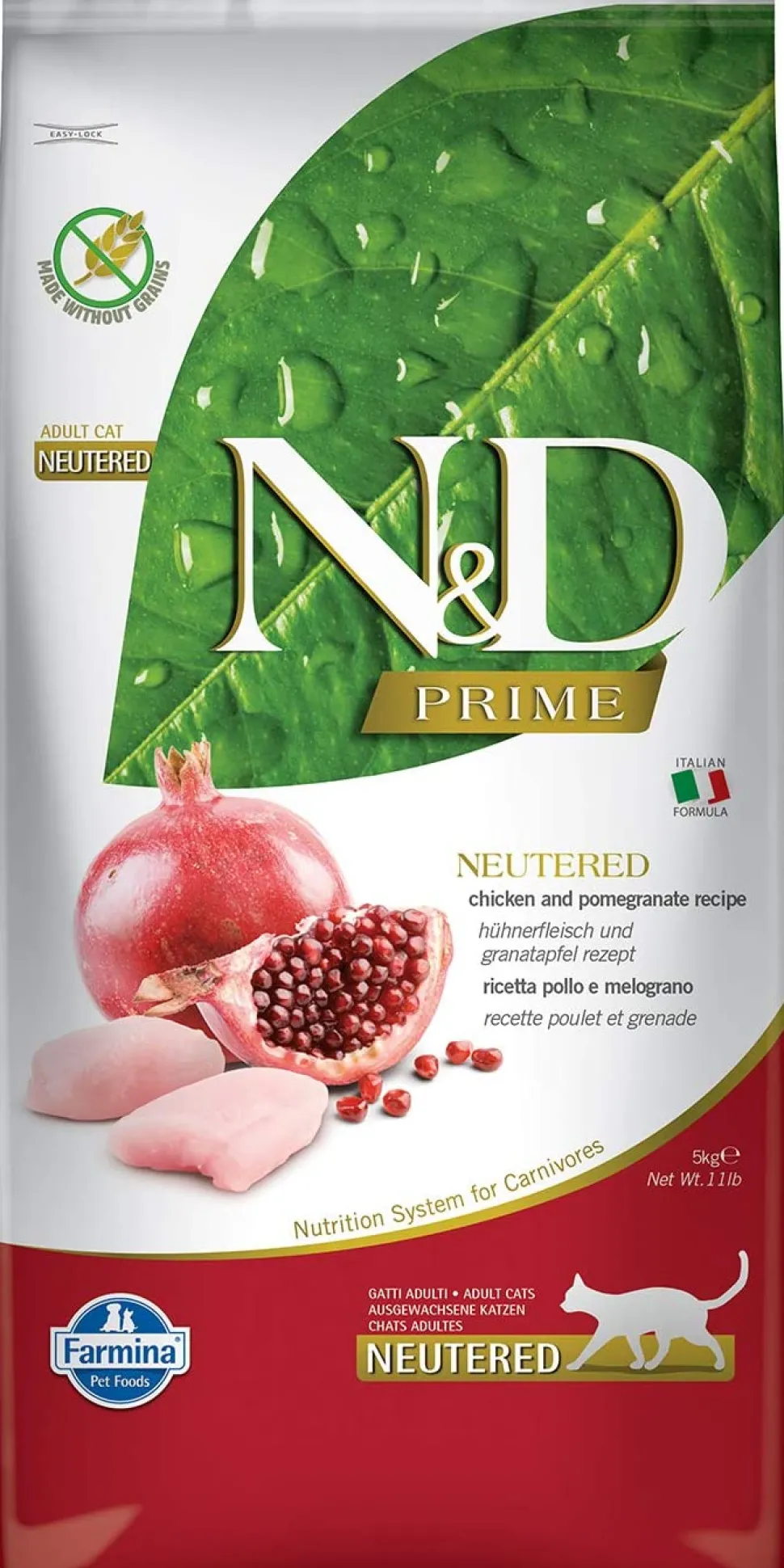 Farmina N&D Prime Chicken & Pomegranante Adult Neutered Dry Cat Food - 11 lb Bag