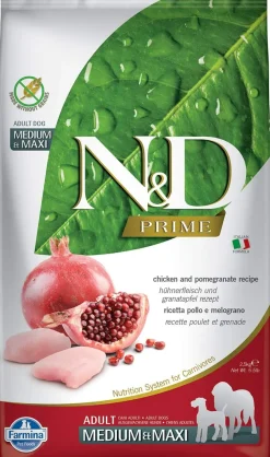 Farmina N&D Prime Chicken & Pomegranate Adult Medium and Maxi Dry Dog Food - 5.5 lb Bag
