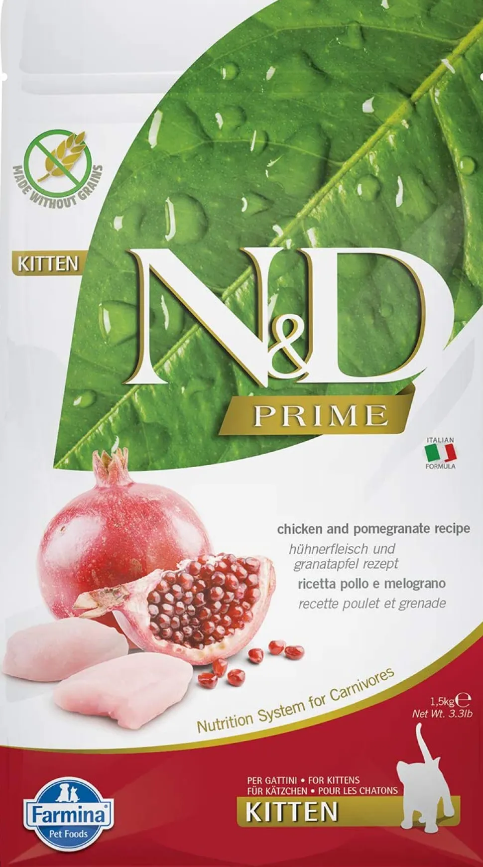 Farmina N&D Prime Chicken & Pomegranate Kitten Dry Cat Food - 3.3 lb Bag