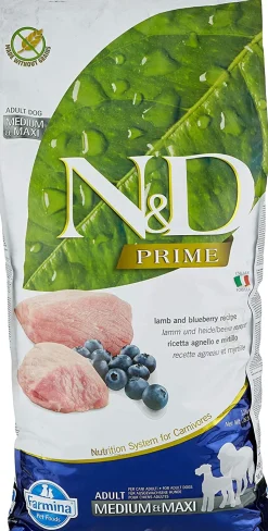 Farmina N&D Prime Lamb & Blueberry Adult Medium and Maxi Dry Dog Food - 26.4 lb Bag