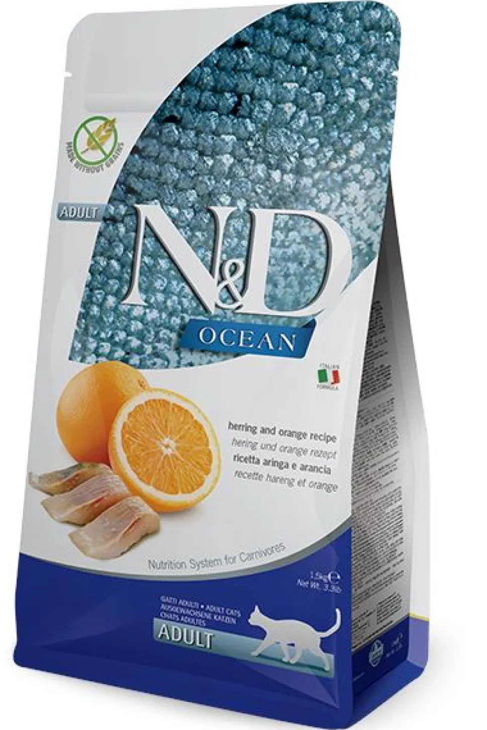Farmina N&D Prime Ocean Cat Herring & Orange Adult Dry Cat Food - 11 lb Bag