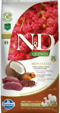 Farmina N&D Quinoa Skin & Coat Venison Dry Dog Food - 15.4 lb Bag