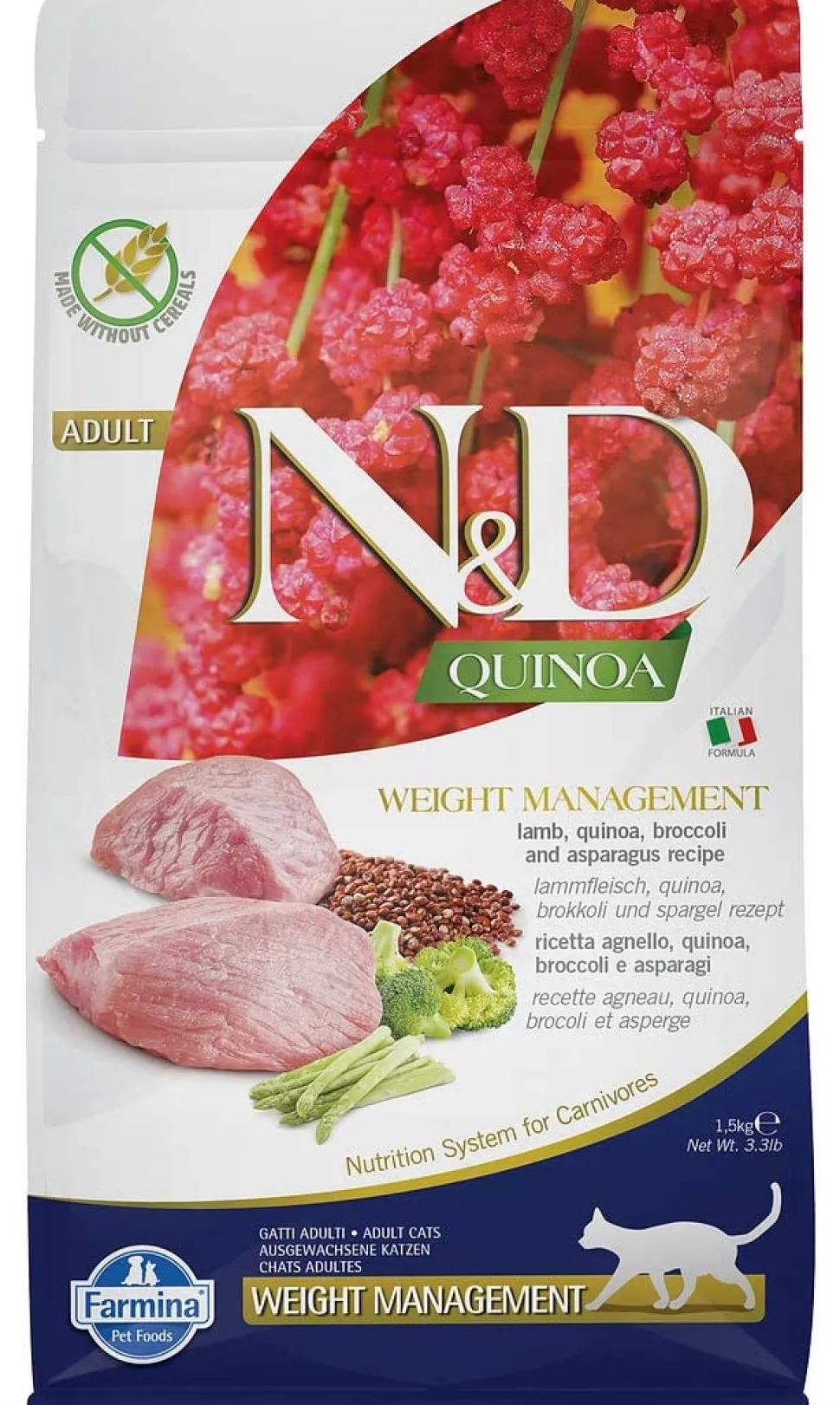 Farmina N&D Quinoa Weight Management Lamb Dry Cat Food - 3.3 lb Bag