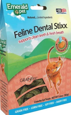 Feline Dental Stixx Emerald Feline Cat Dental Sticks - Salmon - 3.6 Oz