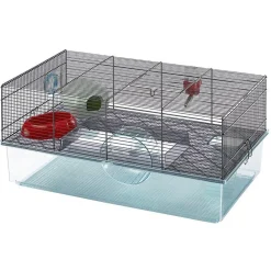 Ferplast Favola Multi-Level Hamster Cage with Bottle and Dish - Black - 23.6" X 14.4" X 11.8" Inches