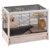 Ferplast Hampsterville Hampster Cage with Wooden Base and Accessories - Tan - 22.7" X 12.2" X 2.6" Inches