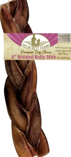 Fieldcrest Farms Braided Bully Sticks and Natural Chews - Beef - 6 In - 20 Pack