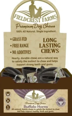 Fieldcrest Farms Buffalo Horns Natural Dog Chews - Small - 20 Pack