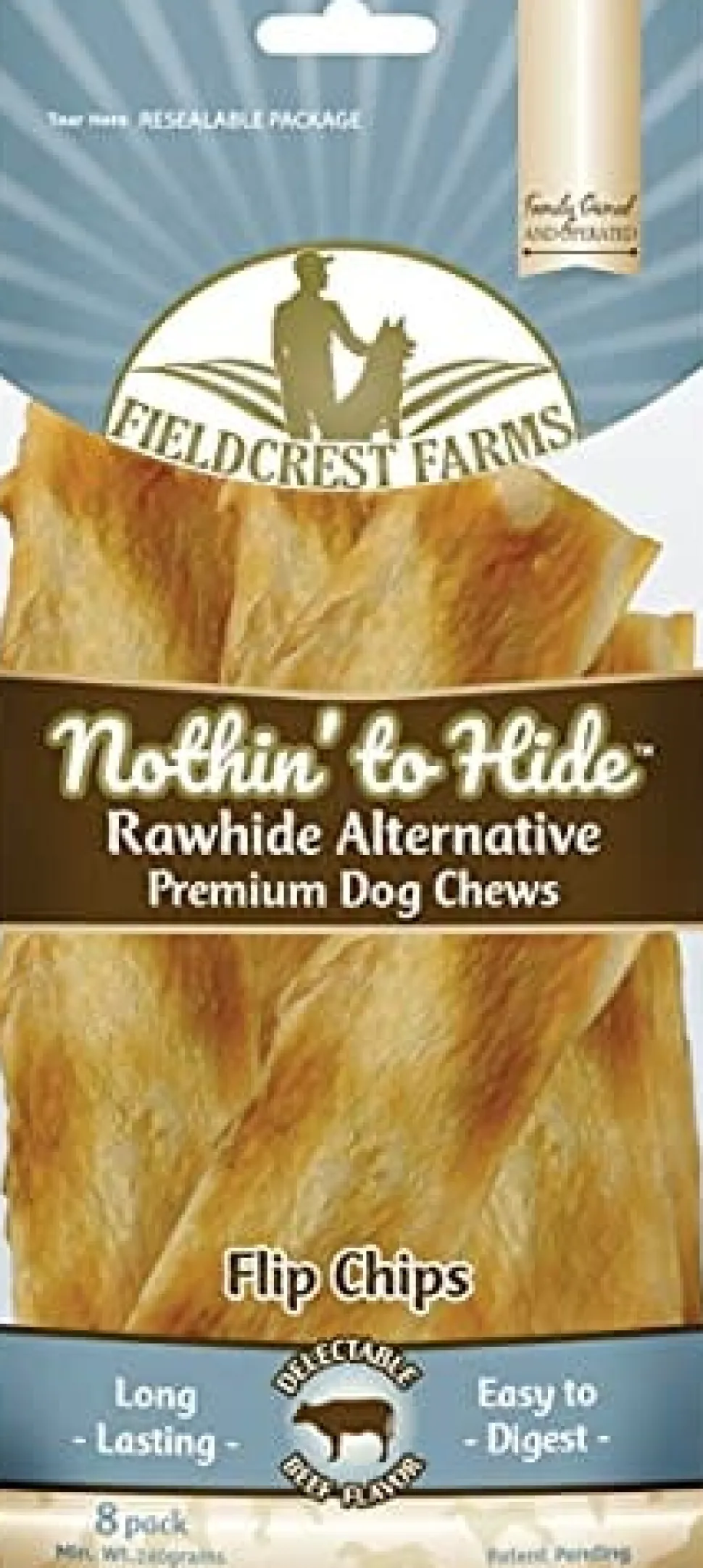 Fieldcrest Farms Nothin' To Hide Rawhide Alternative Flip Chips Natural Dog Chews - Beef - 8 Pack
