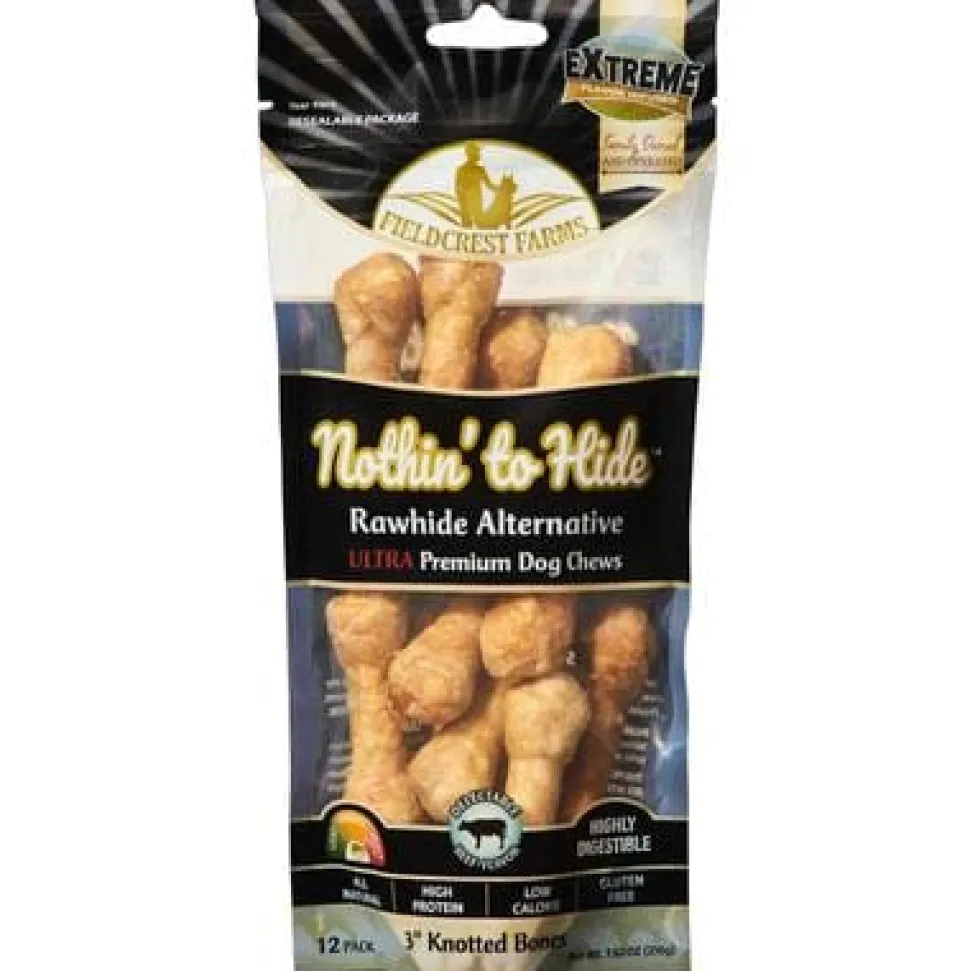 Fieldcrest Farms Nothin' To Hide Ultra Knotted Bone Natural Dog Chews - Beef - 3 In - 12 Pack