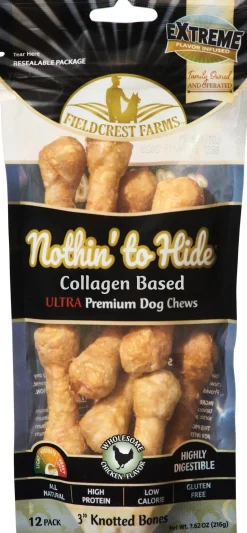 Fieldcrest Farms Nothin' To Hide Ultra Knotted Bone Natural Dog Chews - Chicken - 12 Pack