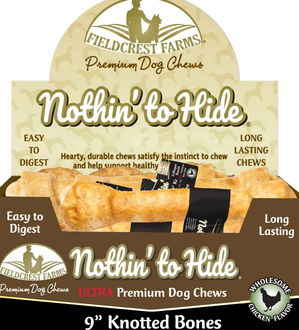 Fieldcrest Farms Nothin' To Hide Ultra Knotted Bone Natural Dog Treats - Chicken - 9 In - 14 Pack