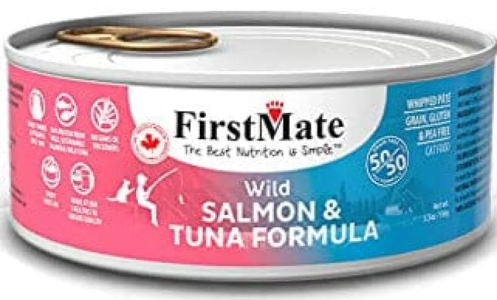 Firstmate 50-50 Salmon and Tuna Canned Cat Food - 5.5 Oz - Case of 24