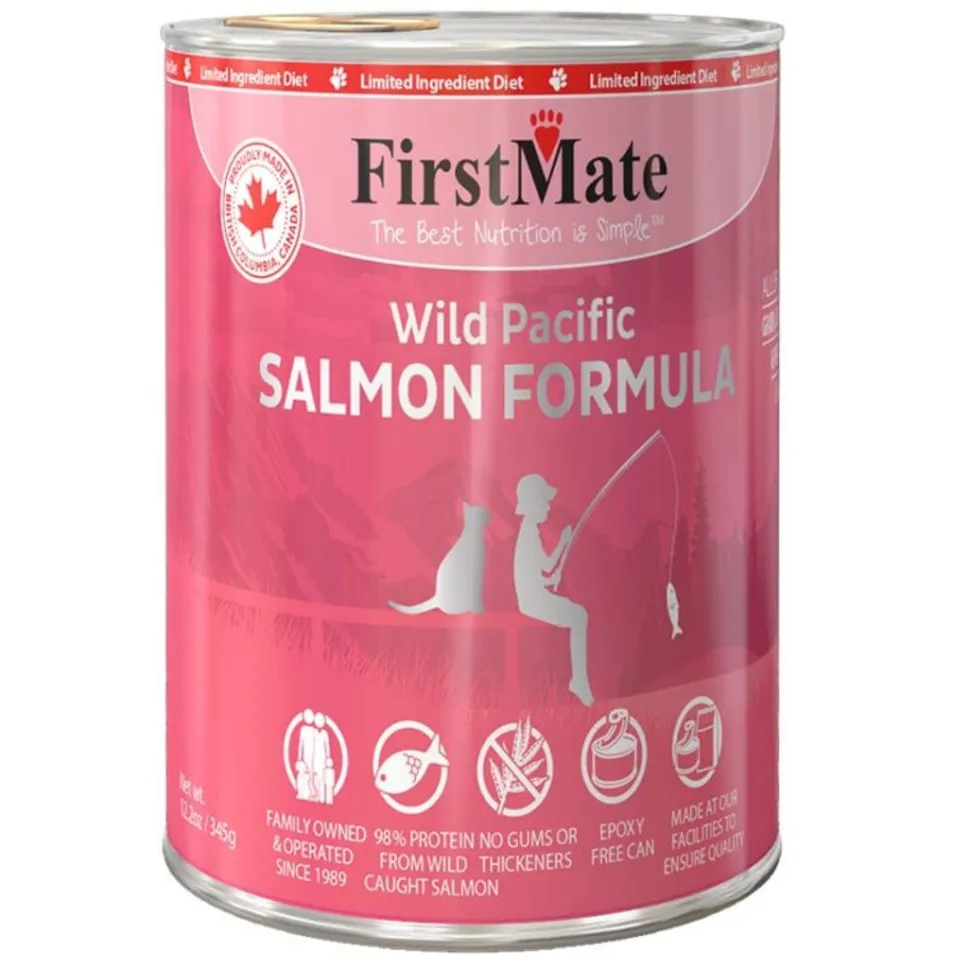 FirstMate Limited Ingredient Diet Grain-Free Salmon Canned Cat Food -12.2 Oz - Case of 12